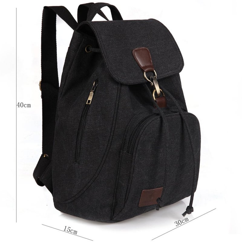 WITERY Backpack Purse for Women- Casual Daypack Small Canvas Backpack with Flap Drawstring, Ladies Multi-Pocket College Bookbag Shoulder Bag Travel Bag for Work Daily Trip - Image 4